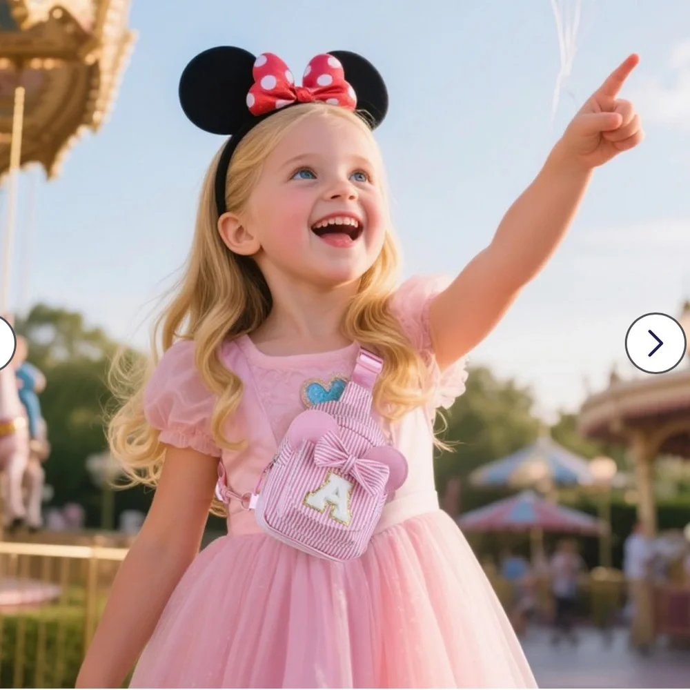 Pink Initial ‘E’ Striped Reversible Crossbody Sling Bag Backpack Girls Bow Bag